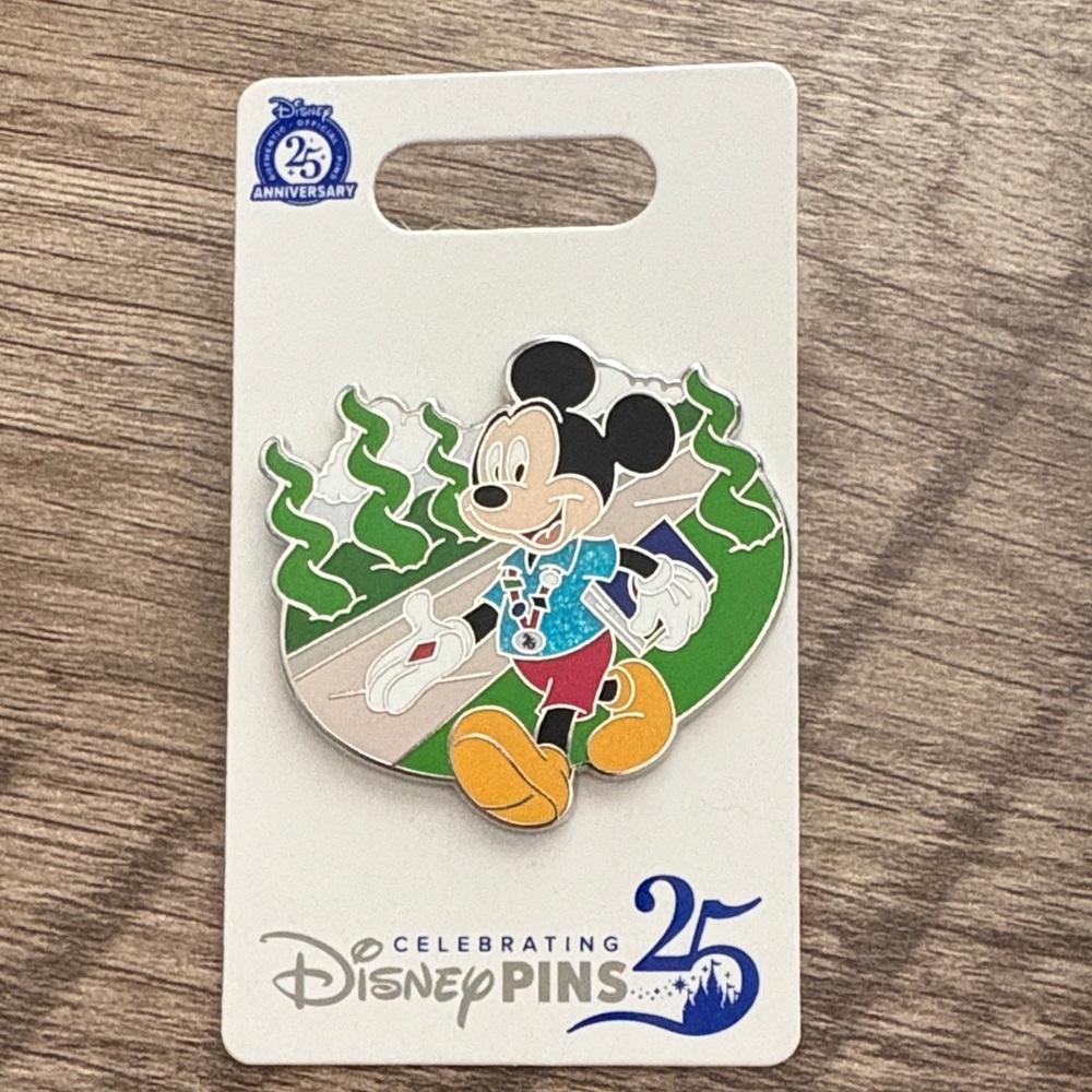 Disney 25th Anniversary Mickey Mouse Pin with Green and Blue